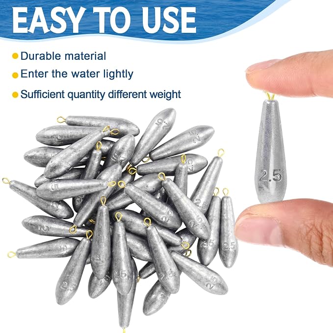 Landhoow Drop Shot Fishing Sinker Weights Kit Freshwater Catfishing Fishing Sinker Bass Casting Removable Line Saltwater Streamlined Snap Weight for Trolling Surf Tackle