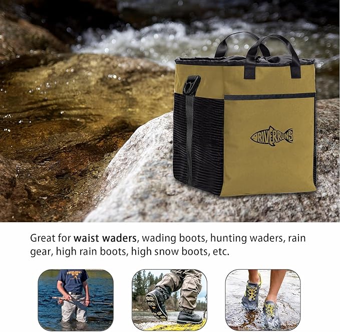 Riverruns Fishing Hunting Wader Bag with Vented Mesh, Waders Boots Bag, Fly Fish Storage Bag for Fishing, Hiking, Camping