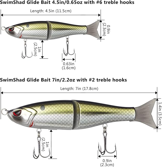 Bassdash SwimShad Glide Baits Jointed Swimbait Bass Pike Salmon Trout Muskie Fishing Lure