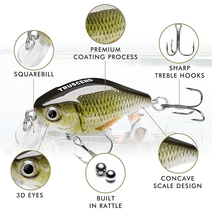 TRUSCEND Swimmax Easy Catch Fishing Lures with BKK Hooks, Wiggling, Vibrating, Rattling and Gurgling for More Bites, Heavy-Duty Dyneema Fiber Jointed Swimbaits for Bass, Trout, Crappie, Walleye, Pike