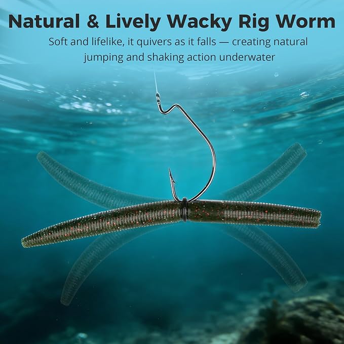 30/50/78/100Pcs Senko Worms Kit – 4"/5" Soft Plastic Fishing Lures with Salt Impregnation for Bass Fishing