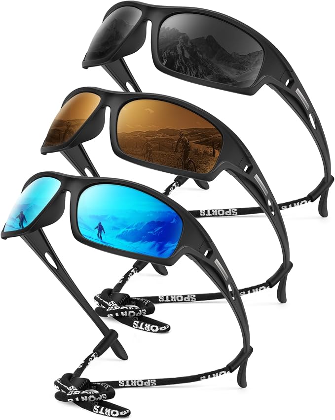 KALIYADI 4 Pack Polarized Sunglasses-Men Sports Sun-glasses: Mens Sunglasses UV Protection for Fishing Driving Cycling