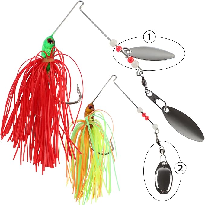 Spinner Baits 6 Pcs Spinner Baits for Bass Fishing Trout Salmon Hard Metal Spinnerbaits