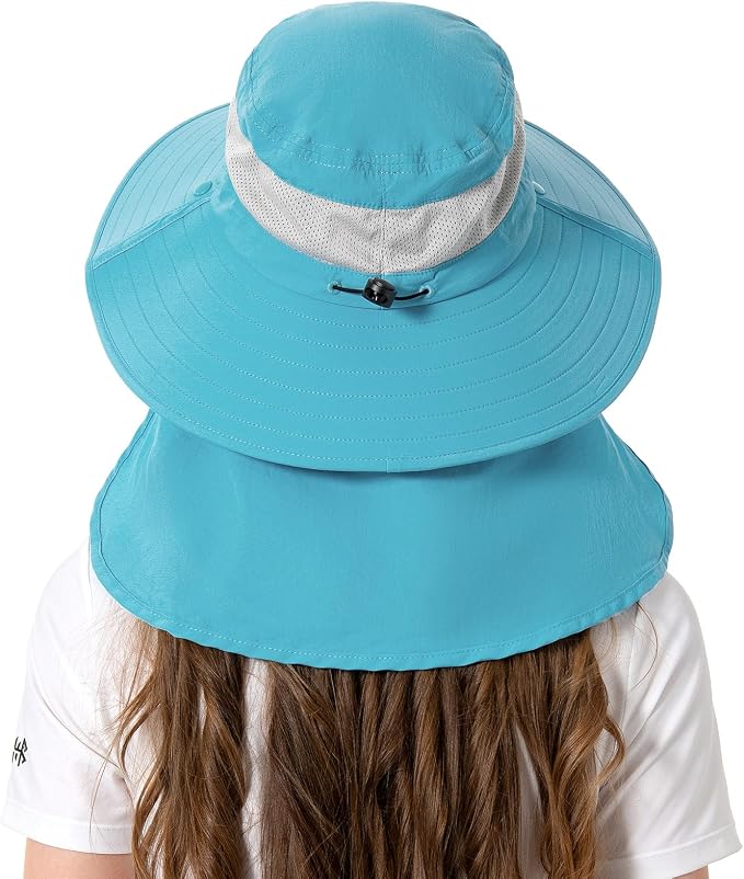 BASSDASH UPF 50+ Breathable Sun Hat with Removable Face Cover and Neck Flap Wide Brim Bucket Hat for Fishing Hiking Men Women
