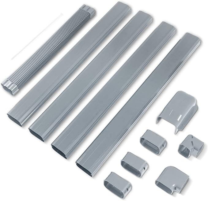 LyPrem Grey 16.5Ft Mini Split Line Set Cover 4" PVC Line Cover Kit for Mini Split and Central Air Conditioner & Heat Pump