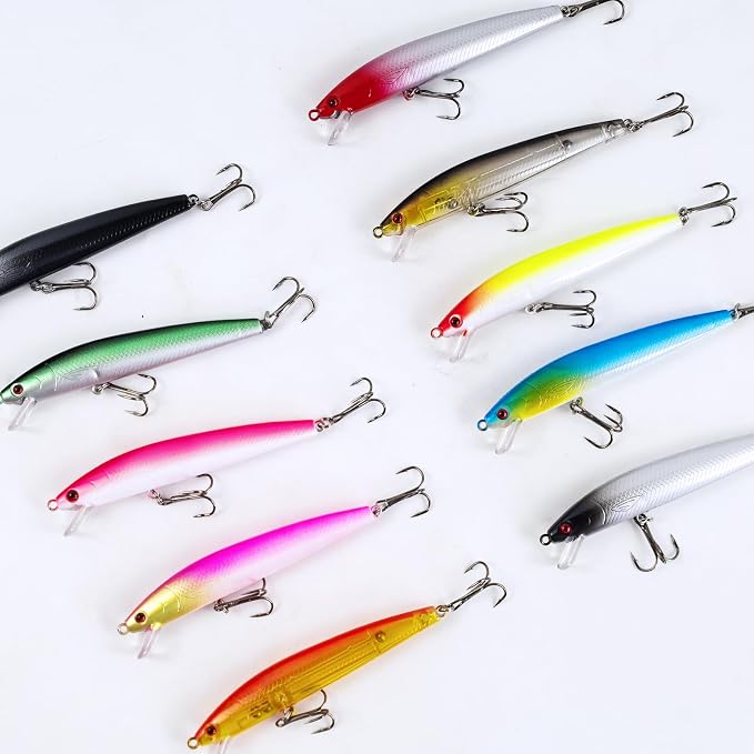 Fishing Lures Large Hard Bait Minnow VIB Lure with Treble Hook Life-Like Swimbait Fishing Bait Popper Crankbait Vibe Sinking Lure for Bass Trout Walleye Redfish