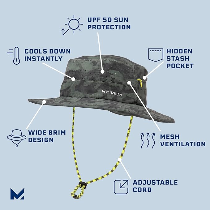 MISSION Cooling Anywhere Boonie Hat - Unisex Wide-Brim Hat for Men & Women - Cools Up to 2 Hours - UPF 50 Sun Protection
