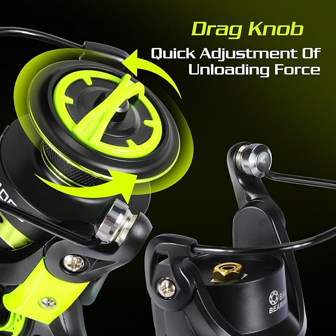 Sougayilang Spinning Combo – 5.2:1 Gear Ratio, 15.6LB Drag, IM7 Graphite 2-Piece Rod, Stainless Steel Guides for Bass, Trout, Redfish