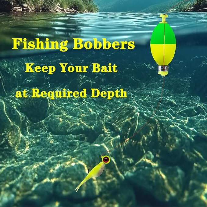 Fishing Bobbers Floats,10 Packs Weighted Bobbers for Fishing Foam Snap-on Fishing Floats Ball Oval Fishing Corks Bluegill Crappie Panfish Bass Trout