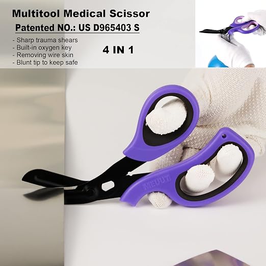 MEUUT 2 Pack Trauma Shears Bandage Scissors for Left and Right Hand - Medical Supplies with 8 inch Heavy Duty Medical Scissors for EMT Workers Nurses