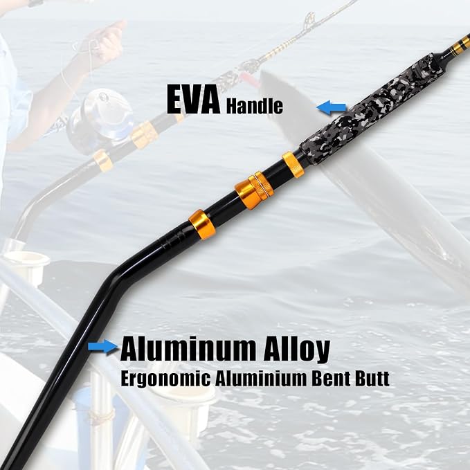 Fiblink 1-Piece Saltwater Offshore Trolling Rod 6-Feet Big Game Rod Conventional Boat Fishing Pole