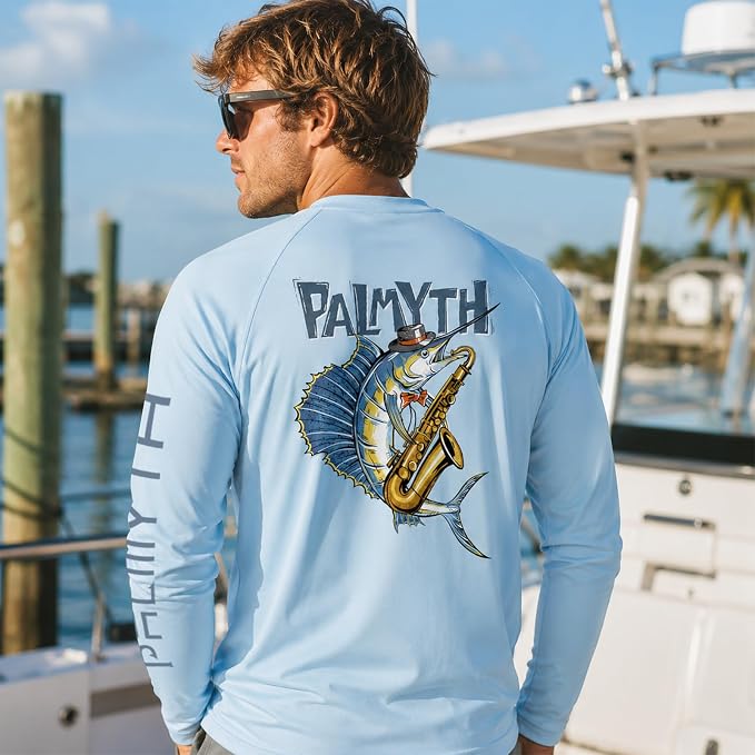 Palmyth Fishing Shirts for Men Long Sleeve UPF 50+ T Shirt Sun Protection Tee