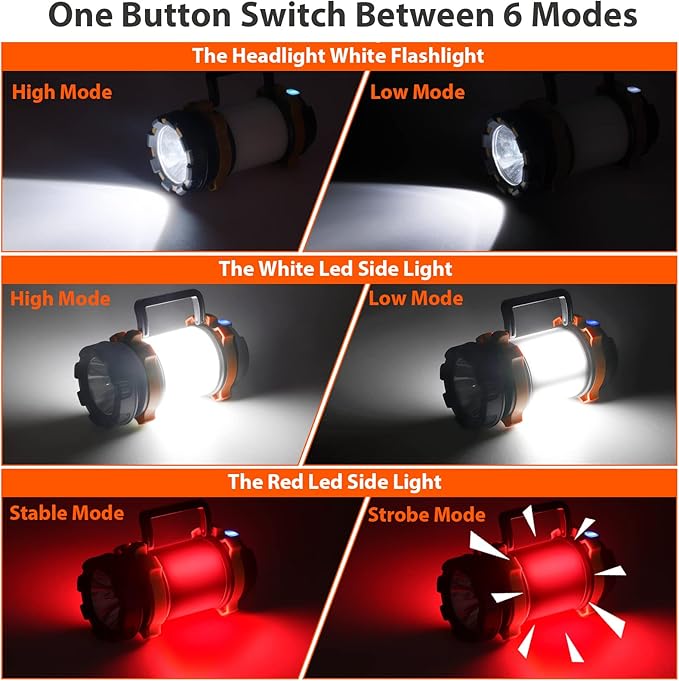 BOBKID 2 Pack Camping Lantern, Outdoor LED Camping Light, Rechargeable Flashlights with 1000LM, 6 Modes, IPX5 Waterproof Portable Emergency Camp Light for Hurricane Survival - Orange