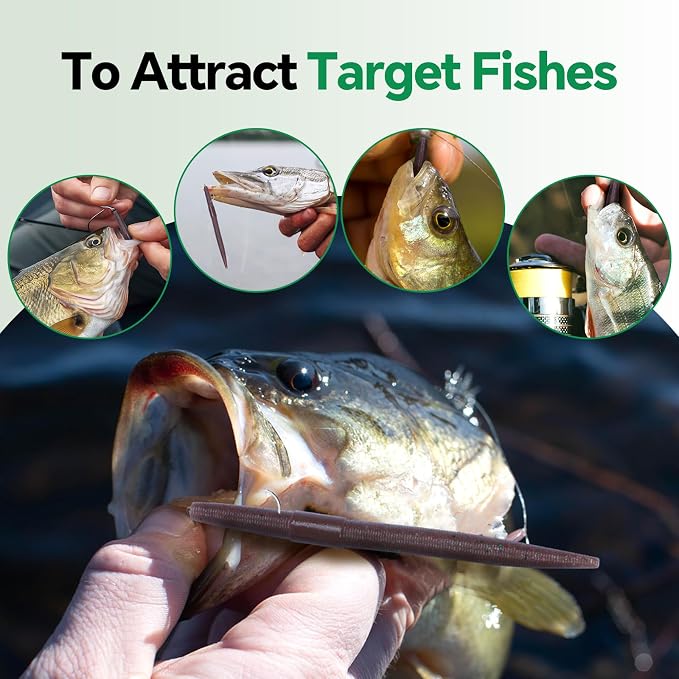 Clearance Bionics-Designed Durable Soft Plastic Fishing Lures Kit with Bonus Accessories, 3/4/5/6 Inch, 9-Type Lifelike Swimbaits in One Gear Set Included Tackle Box for Bass
