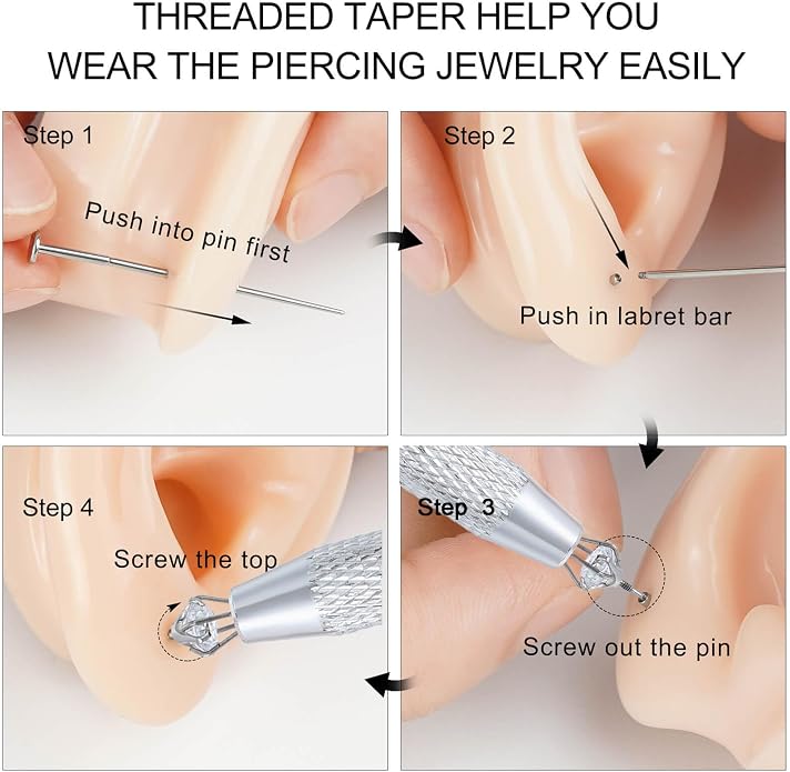 Uni-J Piercing Taper Ball Grabber Tool for Changing Jewelry - 14G 16G 18G 20G Threadless/Internal thread/External Thread Stretching Kit for Ear/Nose/Navel/Nipple/Lip/Eyebrow/Tongue