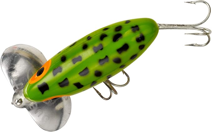 Arbogast Clicker Jitterbug Topwater Bass Fishing Lure, Excellent for Night Fishing, Frog White Belly, 2", 1/4 oz