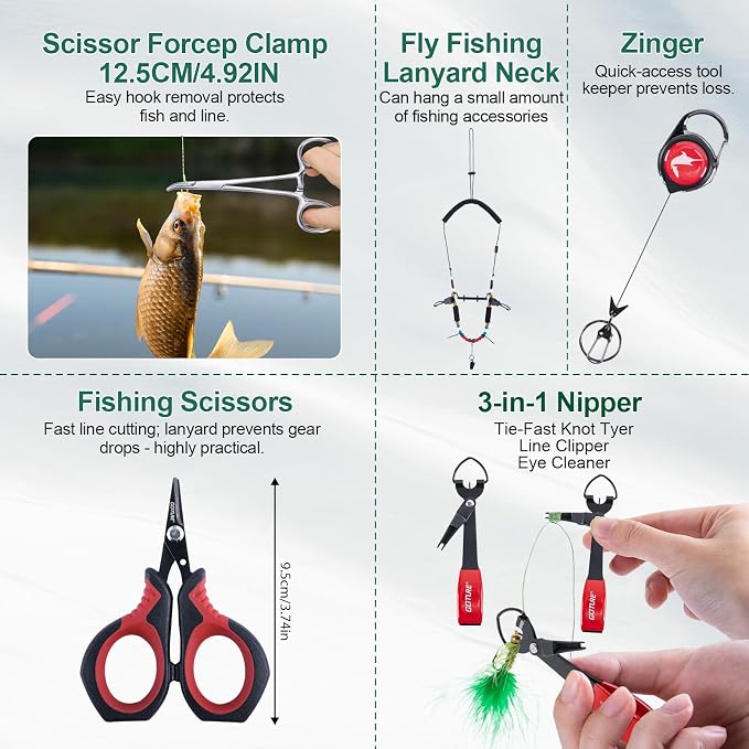 Goture Fly Fishing Rod and Reel Combo with Fly Rod & Gear Case, 9FT 4-Piece Fly Rod, Pre-Spooled Reel, Fly Line, Flies, Leader, Tippet, Forceps, Nipper and Complete Starter Kit