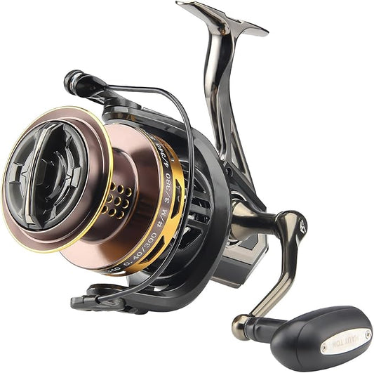 HAUT TON Spinning Reel 8000/9000/10000/12000/14000,6+1BB Metal Surf Fishing Reels,4.8:1 Gear Ratio 55lbs Drag Heavy Long Casting Inshore Saltwater Monster Fish