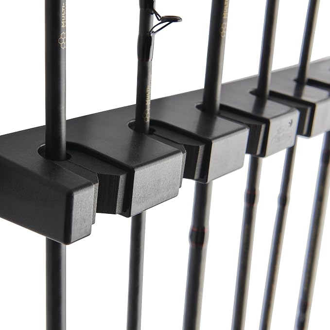 Berkley Horizontal Fishing Rod Rack, Stores 6 Rods, Black, Soft Foam Grip Pads Protect Rod Finishes, Durable Construction, Easy to Mount with Common Tools