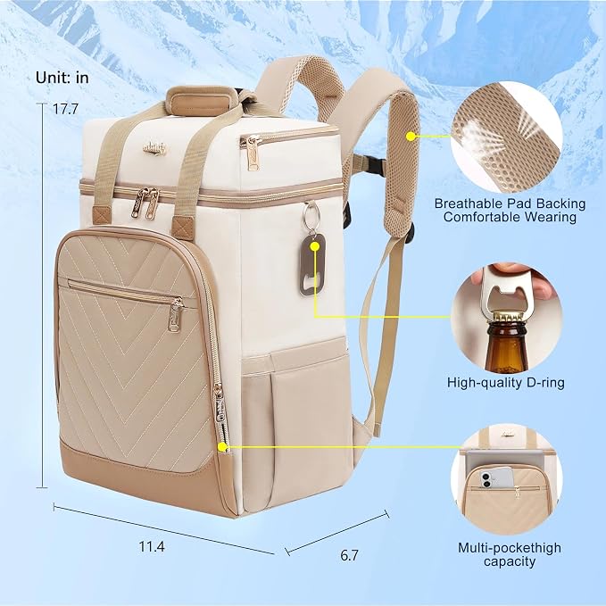 Backpack Cooler Insulated Leak Proof, Lightweight Soft Sided Cooler Backpack for Men Women, Waterproof Beach Cooler Bag Lunch Backpack for Camping Hiking Picnic Fishing Travel Outdoor