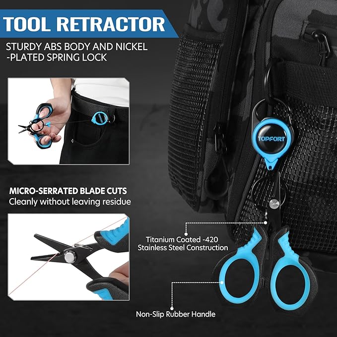 TOPFORT Fishing Gear Tool Kit - 7PC Saltwater Fishing Pliers Accessories Set - Fishing Equipment with Fish Knife Scissors Hook Remover Tools Line Cutter and Fish Lip Gripper - Fishing Gifts for Men