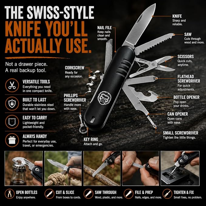 Multi Tool Knife Gift Set for Men - Pocket EDC Multitool with Folding Knife, Pliers, Screwdrivers & Bit Kit - Camping, Fishing & Everyday Carry Tool Gift for Dad, Husband & Outdoorsmen