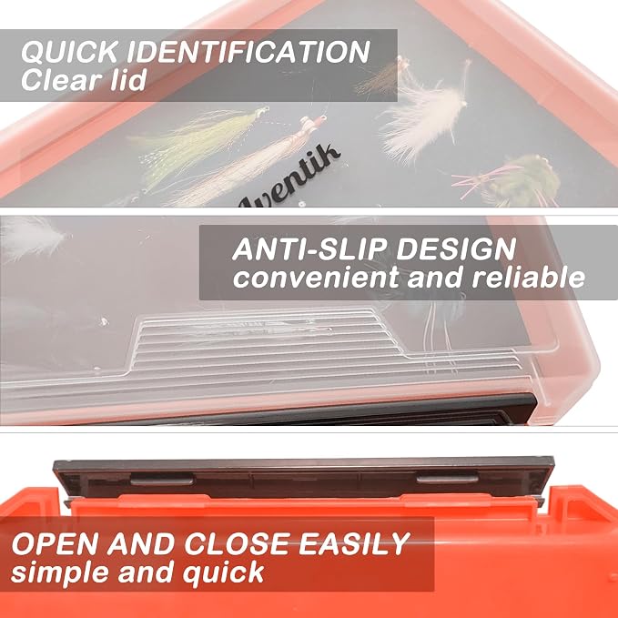 Aventik Fishing Tackle Box Slit Foam Case Jig Box Head Hooks Spinners Spoons Storage Tackle Tray (Orange-3501lure box(1))