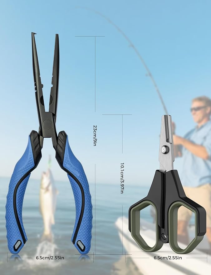 Fishing Tools Kit, Fishing Pliers,Fishing Scissors, Fishing Line Cutter for Braided Fishing Line,Fishing Gear with Lanyard