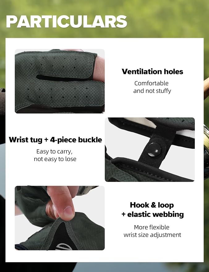 Fishing Gloves 3 Fingerless,Abrasion Resistant, Anti-Slip,Lightweight Breathable for Men Women,Ideal for Lure Fishing