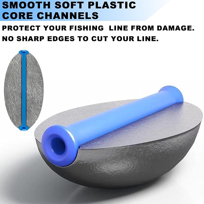 Egg Sinkers Fishing Weights – Lead Oval Sliding Sinkers for Catfish, Bass & Surf Fishing, No-Snag Smooth Hole Design, Heavy Fishing Weights for Bottom Rigs in Lakes, Rivers & Beach