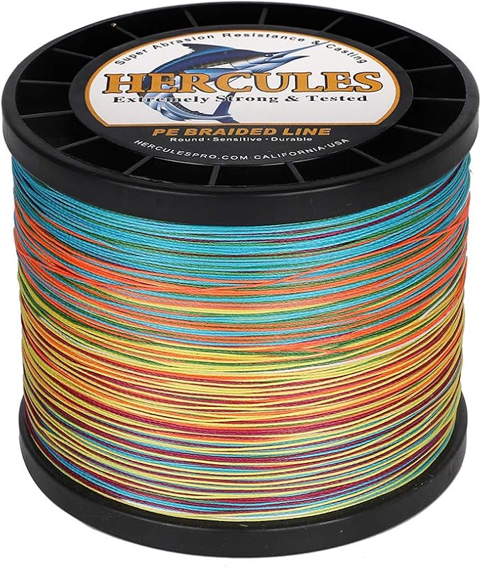HERCULES Cost-Effective Super Cast 8 Strands Braided Fishing Line 10LB to 300LB Test for Salt-Water,109/328/547/1094 Yards(100M/300M/500M/1000M),Diam.#0.12MM-1.2MM,Hi-Grade Performance,Variety Colors