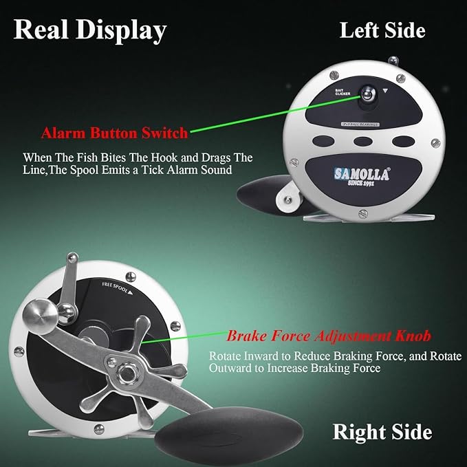 Sea Fishing Reel 44-66 LB Max Drag Saltwater Round Conventional Trolling Reel Aluminum CNC 2.8:1/4.4:1 Gear Ratio 5+1/7+1 Bearings for Tuna Salmon Marlin