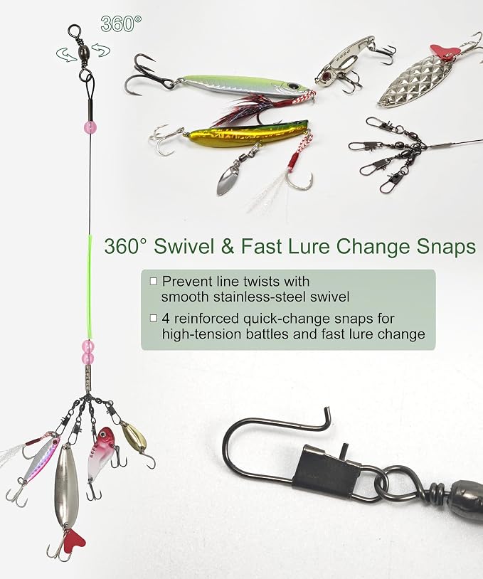 Fishing Wire Leader 15cm Stainless Steel Anti-bite Trace with 3 Pink UV Luminous Beads & Glow Tube - 20pcs Heavy Duty Steel Leaders for Pike, Mackerel, Musky, Shark - Saltwater Fishing Tackle
