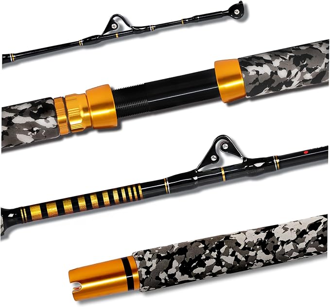 Fiblink 1-Piece Saltwater Offshore Trolling Rod 6-Feet Big Game Rod Conventional Boat Fishing Pole