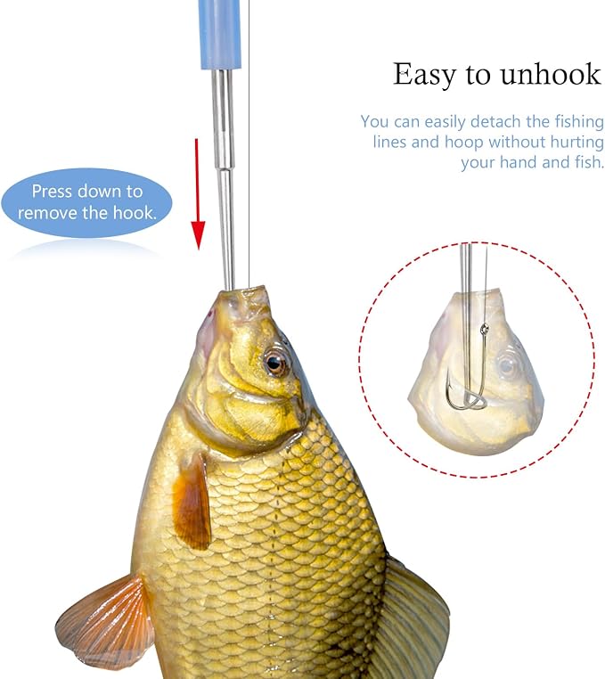 Medsuo 2pcs Stainless Steel Fishing Unhooking Disgorgers Portable Fishing Hook Remover Tools Fishing Supplies for Lake Fishing River Fishing Sea Fishing