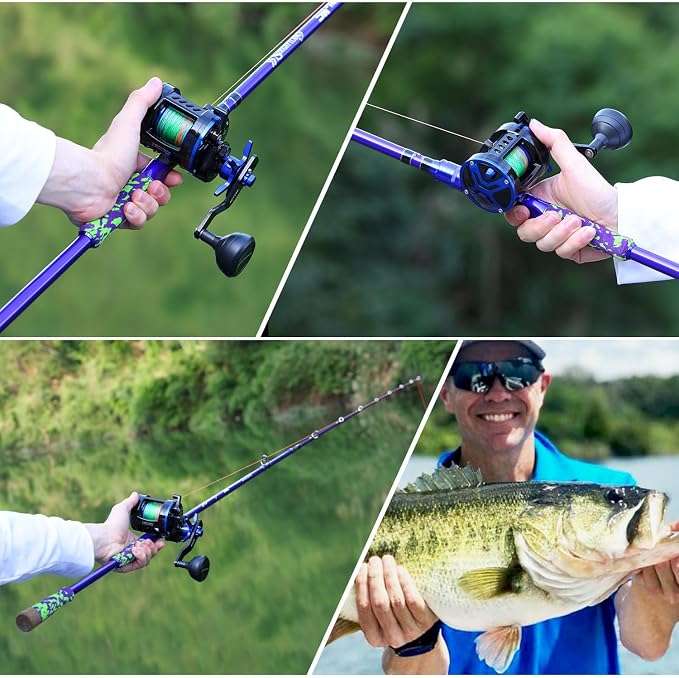 Sougayilang Inshore Saltwater Fishing Rods Combo, 7-Foot Spinning Rods and Casting Rods with Spinning/Trolling Reel