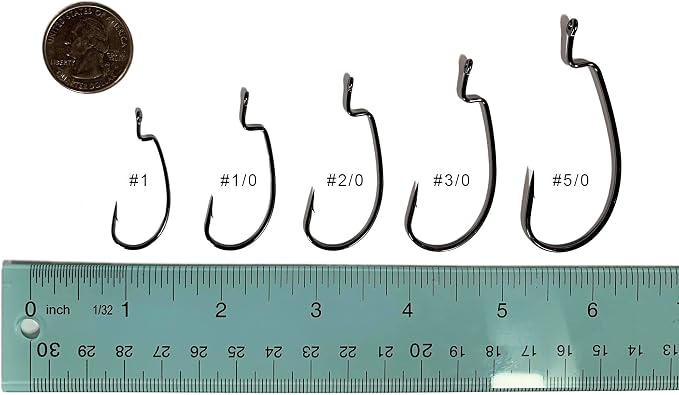 Angler's Grotto EWG Offset Shank Worm Hook | 15/25 Count Per Pack | Freshwater Saltwater Fishing Hooks | High Carbon Steel Extra Strength | Size #1#1/0#2/0#3/0#4/0#5/0