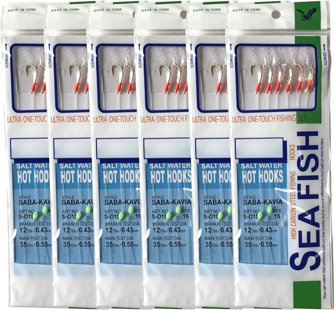 36-Piece Luminous Sabiki Rigs - Fishing Lures with Sharp Hooks for Freshwater & Saltwater