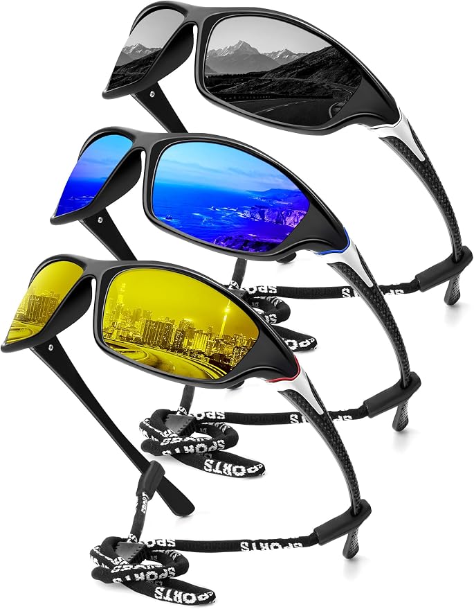 KALIYADI 4 Pack Polarized Sunglasses-Men Sports Sun-glasses: Mens Sunglasses UV Protection for Fishing Driving Cycling