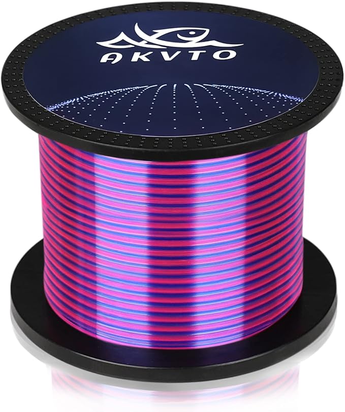 Colored Monofilament Fishing Line, Red Blue Two-Tone, 300/500/1000yds, 10-35lb Test, High Contrast Bite Detection, Abrasion Resistant Low Memory for Freshwater Saltwater