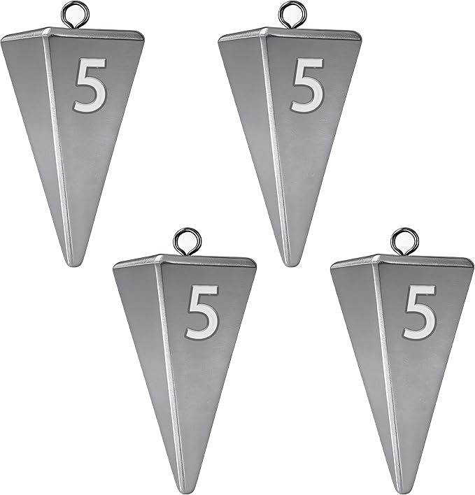 Pyramid Sinkers Fishing Weights, Saltwater Fishing Sinkers for Surf Fishing Gear Tackle - 1oz, 2oz, 3oz