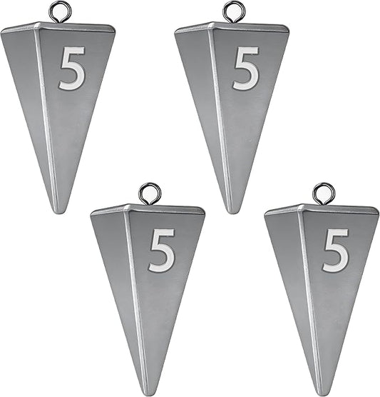 Pyramid Sinkers Fishing Weights, Saltwater Fishing Sinkers for Surf Fishing Gear Tackle - 1oz, 2oz, 3oz