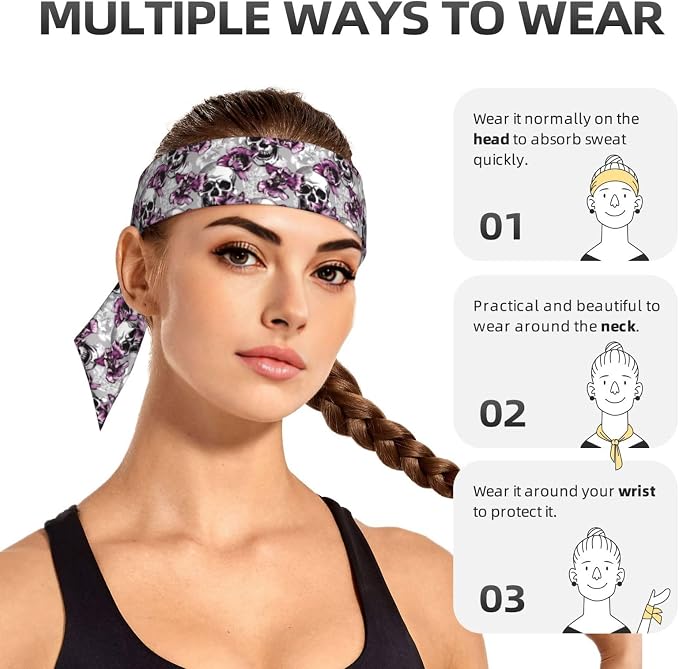 Sports Tie Headbands for Men Women, Adjustable Ninja Karate Head Band Headband for Basketball, Running, Tennis, Yoga