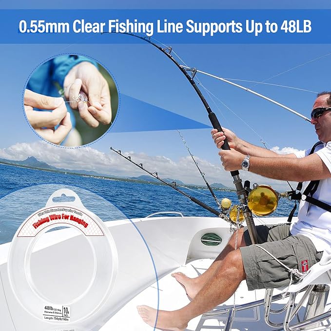 Clear Fishing Wire, Acejoz 656FT Fishing Line Clear Invisible Hanging Wire Strong Nylon String Supports 40 Pounds for Balloon Garland Hanging Decorations