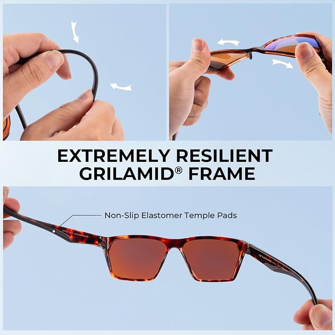 KastKing Beartrap Polarized Sports Fishing Sunglasses, With PuriVex Protective Lens Coating, Square Frame Design, Men Women