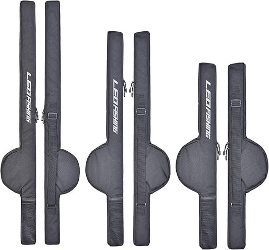 LEOFISHING Portable Fishing Rod Case Folding Fishing Pole Bag Fishing Pole Tackle Protective Cover Case Fishing Spinning Rod Bag Special Design for Fishing Poles with Reels 3 Size (Medium)