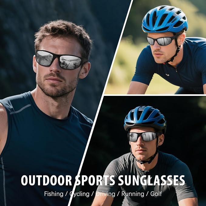 Sports Polarized Sunglasses for Men Women Wrap Around Sun Glasses Fishing Cycling Driving Running UV Protection