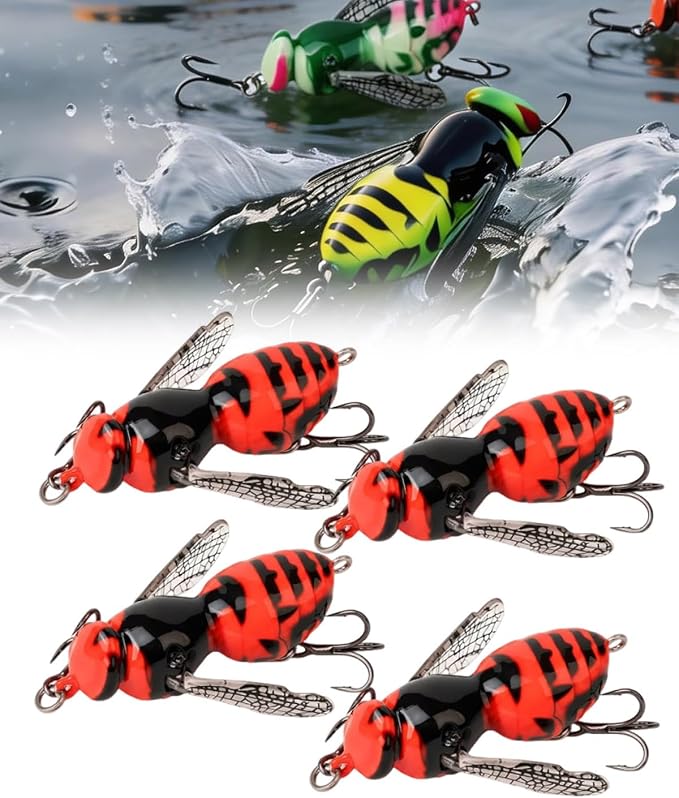 2026 New Bionic Wasp Crawl Bait-Topwater Micro Fishing Lure with Acoustic Noise Steel Balls for Bass & Pike Professional Anglers,Realistic Freshwater and Saltwater-W/Carbon Steel