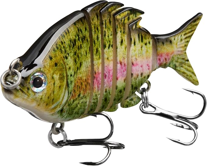 Bassdash SwimPanfish 0.34oz Hard Swimbaits Multi Jointed Topwater Trout Bass Fishing Crank Lure for Freshwater and Saltwater