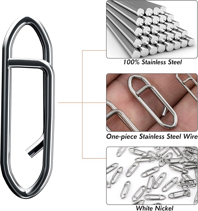 Dr.Fish Fishing Speed Clips Power Quick Clips for Fishing Lures Quick Change Stainless Steel Lure Snaps Saltwater Freshwater Crankbait Tackle Snaps